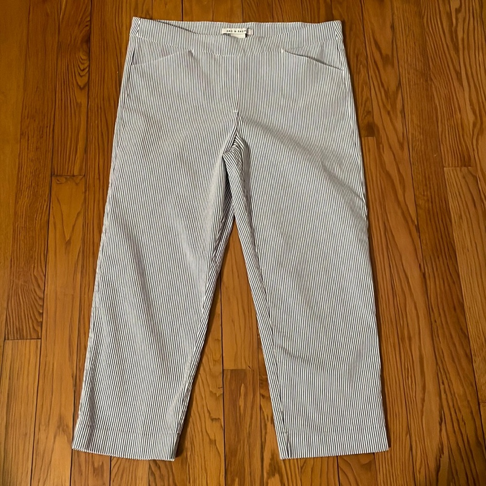 Women's Capri Pants- Blue and White Striped- Size 8
